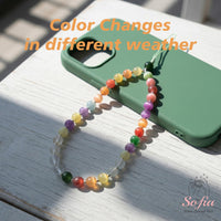 UV-Reactive Beaded Phone Charm | Rainbow Strap Aesthetic Chain
