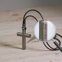 Hematite Cross Necklace |  Personalized Engraved Crucifix Pendant