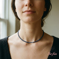 Sapphire Choker | Minimalist Dainty Crystal Beaded Necklace