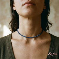 Sapphire Choker | Minimalist Dainty Crystal Beaded Necklace