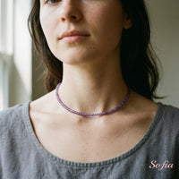 Amethyst Choker | Minimalist Dainty Crystal Beaded Necklace