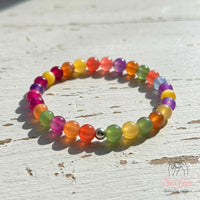 UV-Reactive Rainbow Beaded Bracelet | Summer Aesthetic Jewelry