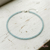 Aquamarine Choker | Minimalist Dainty Crystal Beaded Necklace