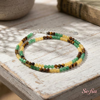 Tigers Eye & Aventurine & Citrine Choker | Minimalist Dainty Crystal Beaded Necklace