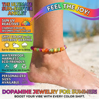 UV-Reactive Rainbow Beaded Anklet | Dopamine Aesthetic Jewelry