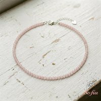 Rose Quartz Choker | Minimalist Dainty Crystal Beaded Necklace