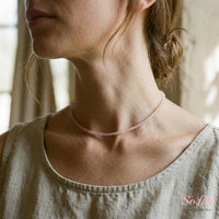 Rose Quartz Choker | Minimalist Dainty Crystal Beaded Necklace