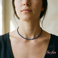 Lapis Lazuli Choker | Minimalist Dainty Crystal Beaded Necklace
