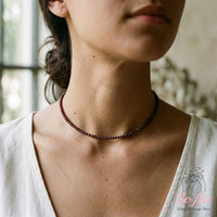 Garnet Choker | Minimalist Dainty Crystal Beaded Necklace