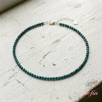 Azurite & Malachite Choker | Minimalist Dainty Crystal Beaded Necklace