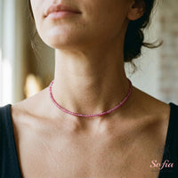 Pink Tourmaline Choker | Minimalist Dainty Crystal Beaded Necklace