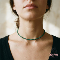 Malachit-Choker | Minimalistische zierliche Kristallperlenkette