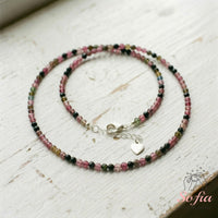 Rainbow Tourmaline Choker | Minimalist Dainty Crystal Beaded Necklace