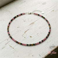 Rainbow Tourmaline Choker | Minimalist Dainty Crystal Beaded Necklace