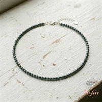 Hematite Choker | Minimalist Dainty Crystal Beaded Necklace