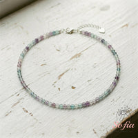 Rainbow Fluorite Choker | Minimalist Dainty Crystal Beaded Necklace