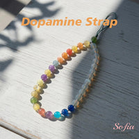 UV-Reactive Beaded Phone Charm | Rainbow Strap Aesthetic Chain