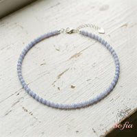 Blauer Spitzenachat Choker | Minimalistische zierliche Kristallperlenkette