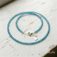 Blue Topaz Choker | Minimalist Dainty Crystal Beaded Necklace