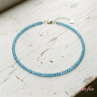 Blue Topaz Choker | Minimalist Dainty Crystal Beaded Necklace