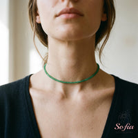 Emerald Choker | Minimalist Dainty Crystal Beaded Necklace