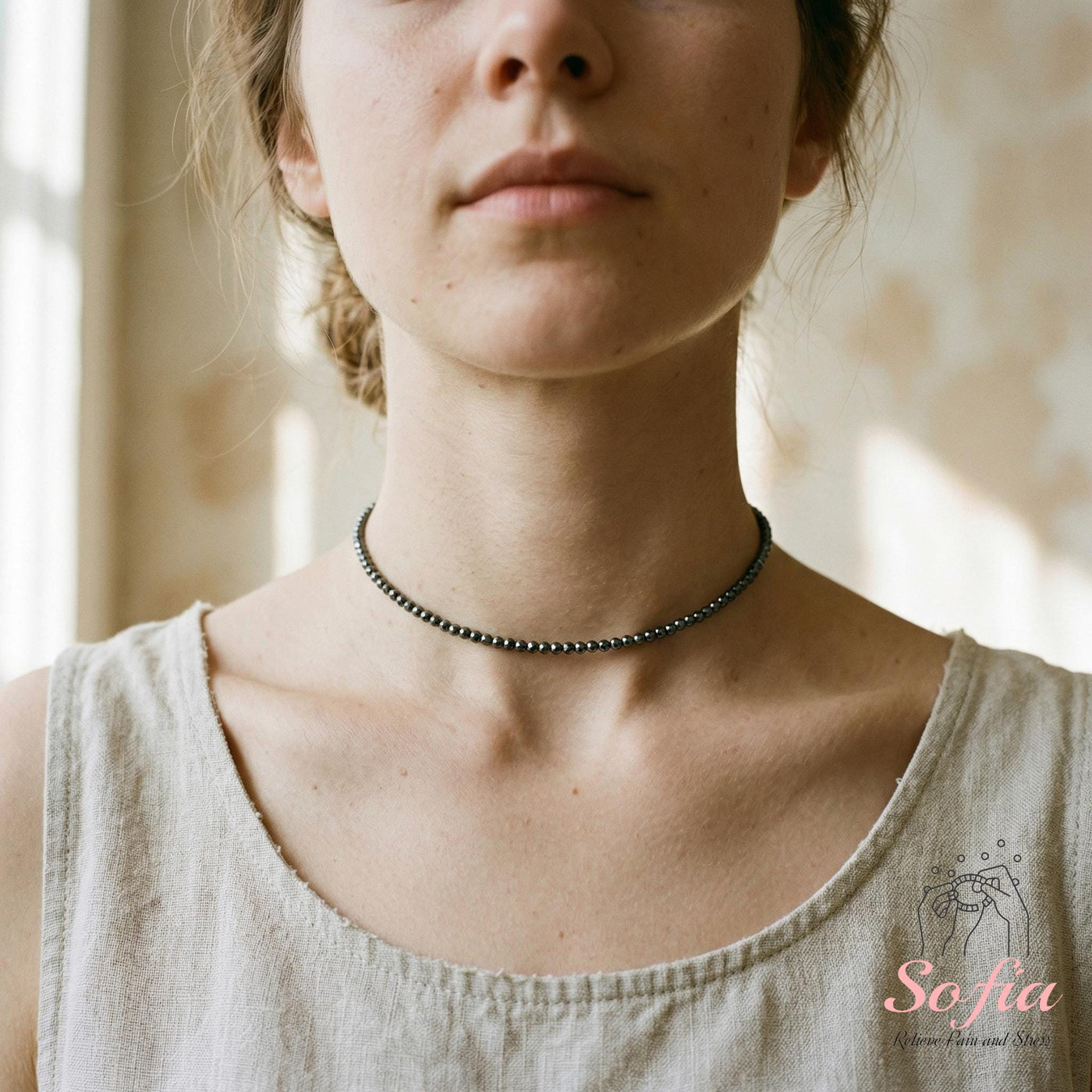 Hematite Choker | Minimalist Dainty Crystal Beaded Necklace