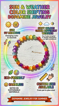 UV-Reactive Rainbow Beaded Bracelet | Summer Aesthetic Jewelry