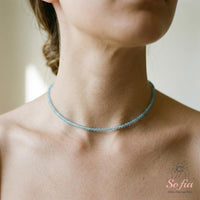 Aquamarine Choker | Minimalist Dainty Crystal Beaded Necklace