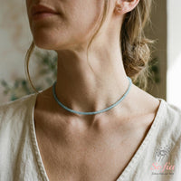 Aquamarine Choker | Minimalist Dainty Crystal Beaded Necklace