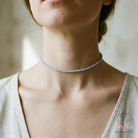 Angelite Choker | Minimalist Dainty Crystal Beaded Necklace