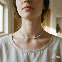 Angelite Choker | Minimalist Dainty Crystal Beaded Necklace
