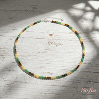 Tigers Eye & Aventurine & Citrine Choker | Minimalist Dainty Crystal Beaded Necklace