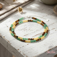 Tigers Eye & Aventurine & Citrine Choker | Minimalist Dainty Crystal Beaded Necklace