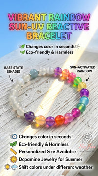 Color Changing Bracelet Sun Reactive | Rainbow Beaded Dopamine Jewelry