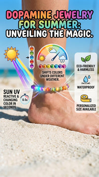 UV-Reactive Rainbow Beaded Anklet | Dopamine Aesthetic Jewelry
