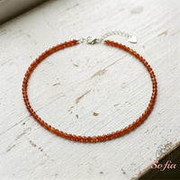 Carnelian Choker | Minimalist Dainty Crystal Beaded Necklace