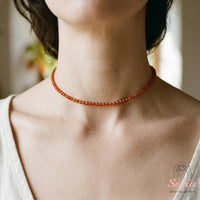 Carnelian Choker | Minimalist Dainty Crystal Beaded Necklace