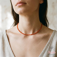 Carnelian Choker | Minimalist Dainty Crystal Beaded Necklace