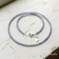 Blauer Spitzenachat Choker | Minimalistische zierliche Kristallperlenkette
