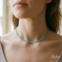 Blue Topaz Choker | Minimalist Dainty Crystal Beaded Necklace