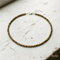 Tiger'S Eye Choker | Minimalist Dainty Crystal Beaded Necklace