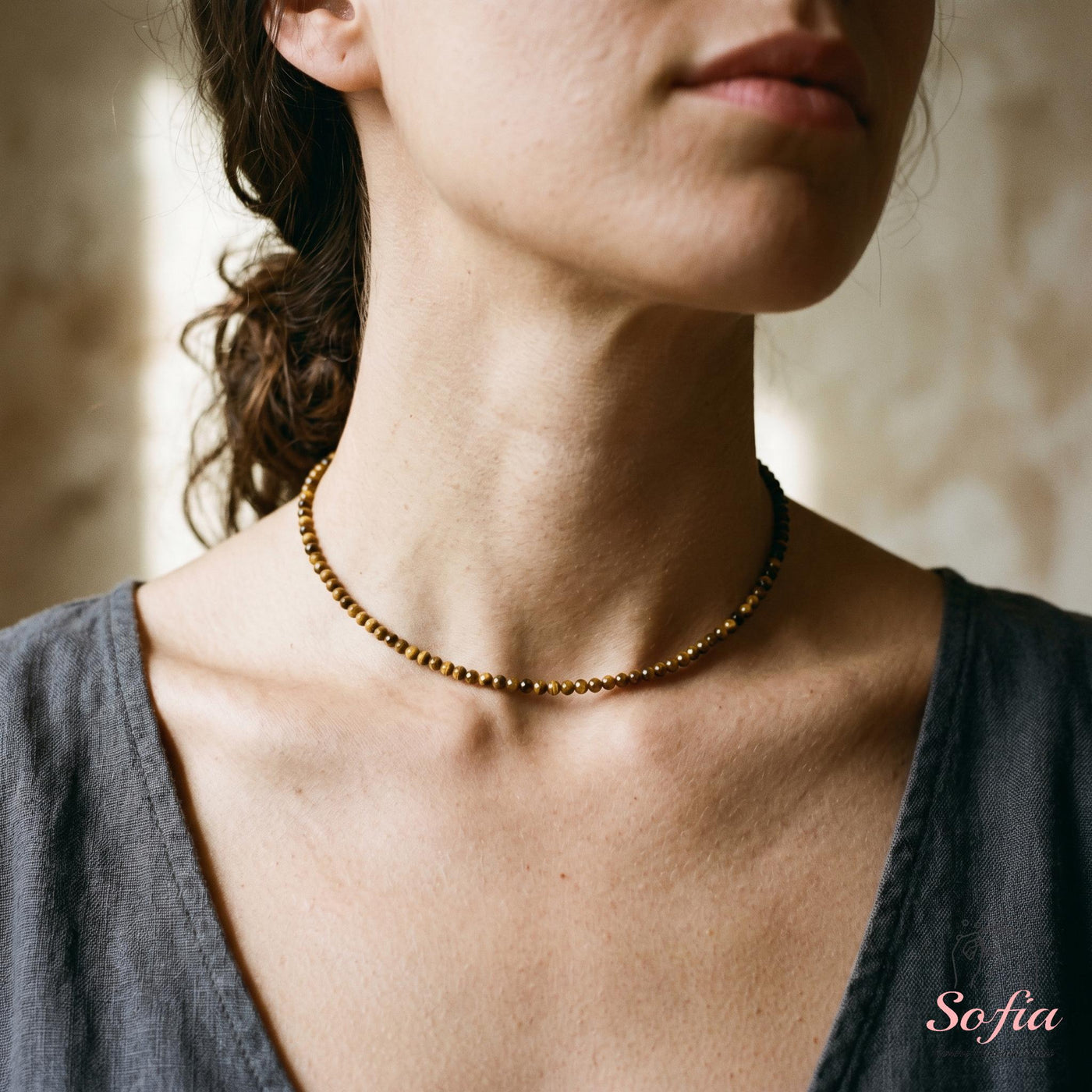Tiger'S Eye Choker | Minimalist Dainty Crystal Beaded Necklace