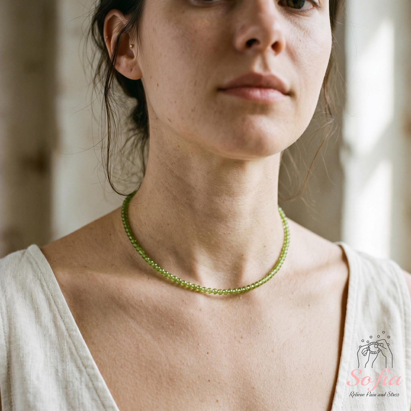 Peridot Choker | Minimalist Dainty Crystal Beaded Necklace