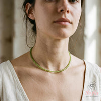 Peridot Choker | Minimalist Dainty Crystal Beaded Necklace