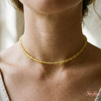 Citrine Choker | Minimalist Dainty Crystal Beaded Necklace