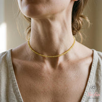 Citrine Choker | Minimalist Dainty Crystal Beaded Necklace