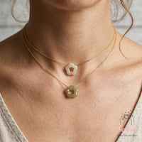 Jade Flower Charm Necklace | Crystal Jewelry