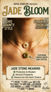 Jade Flower Charm Necklace | Crystal Jewelry