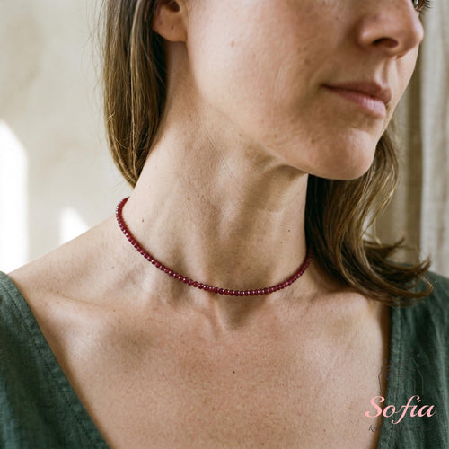 Ruby Choker | Minimalist Dainty Crystal Beaded Necklace