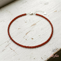 Red Onyx Choker | Minimalist Dainty Crystal Beaded Necklace